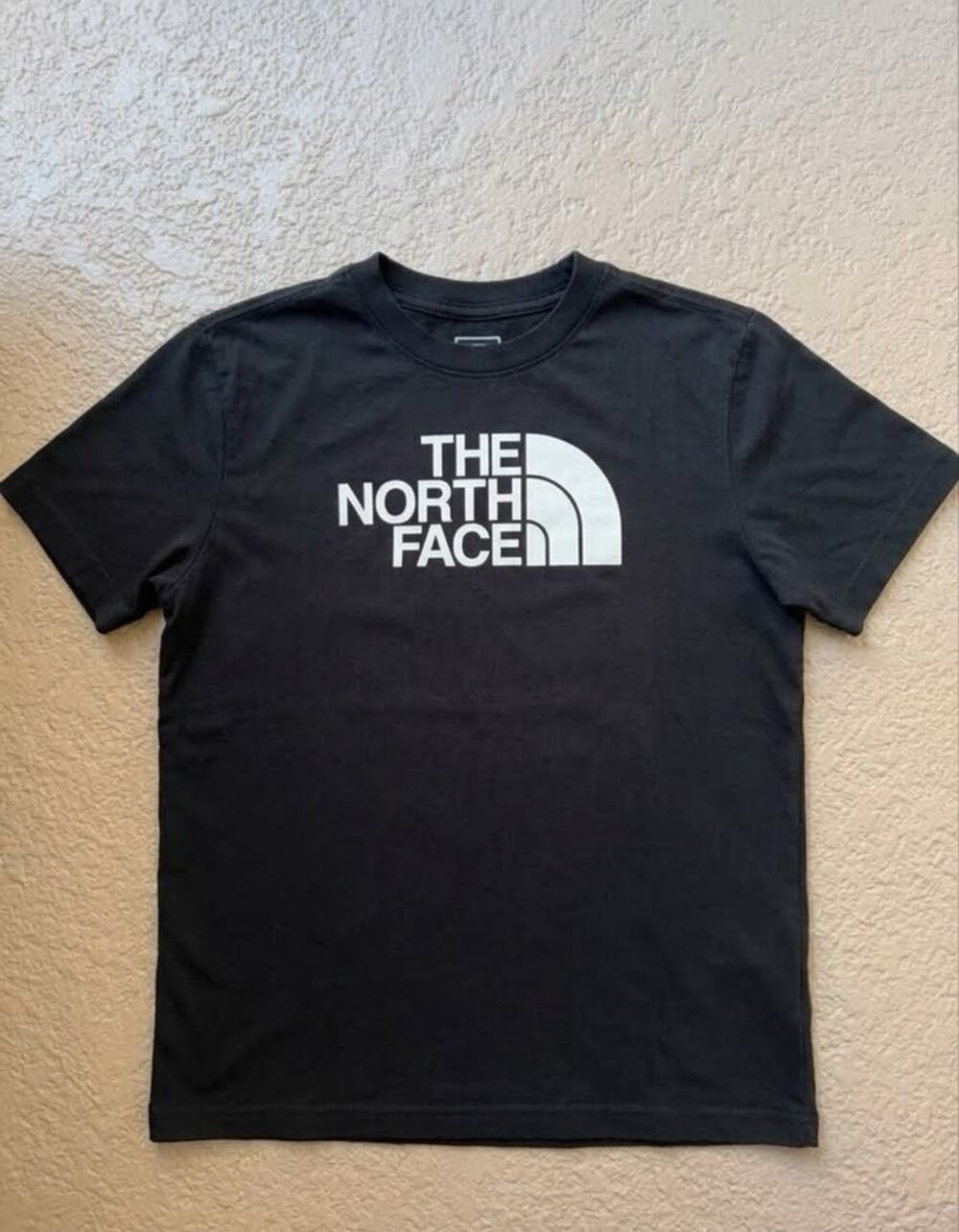 Boys North Face Shirt Size S 7/8 Short Sleeve Kids Black White Logo Small Youth